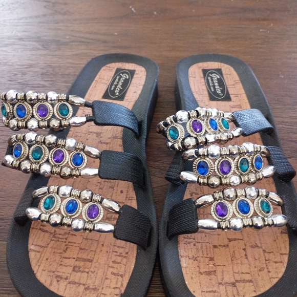 Chandela Black Sandals with Jewel Accents - Picture 4 of 4